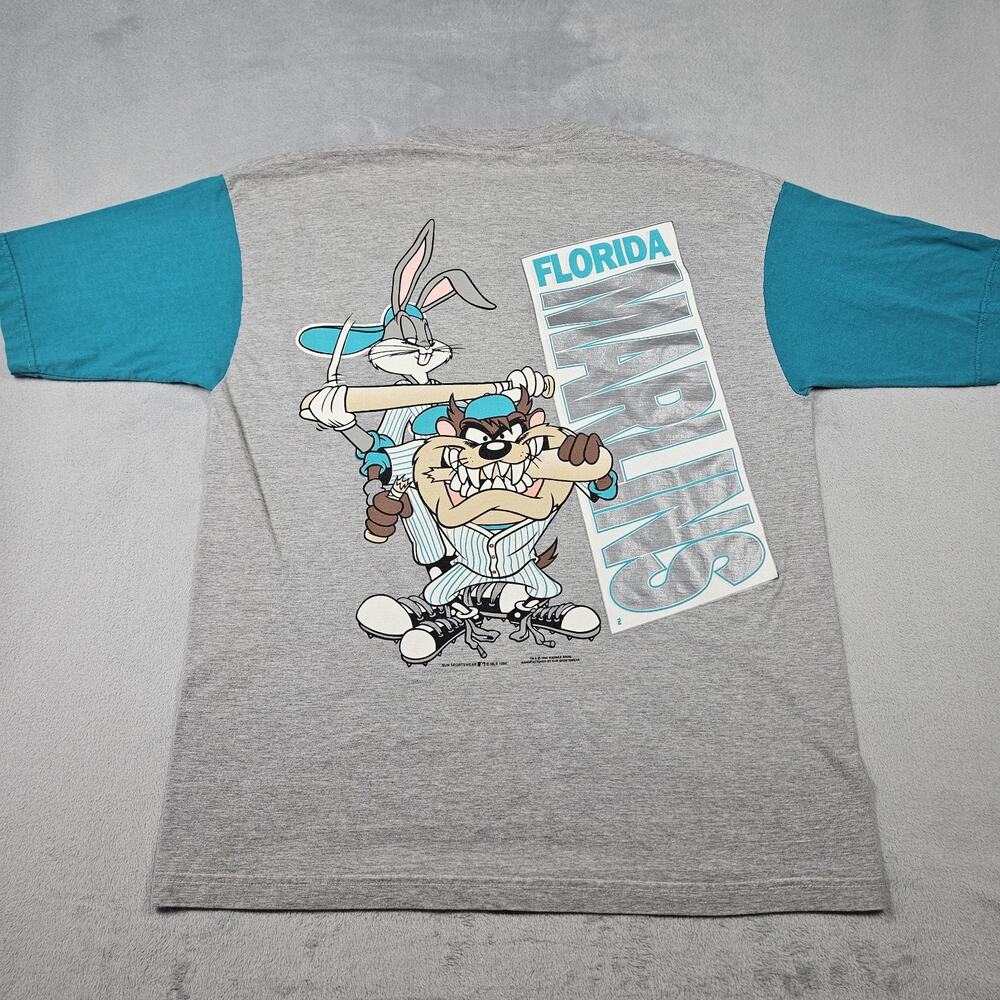 Vintage 1994 Florida Marlins Shirt Mens Size XL Taz Bugs Bunny Looney Tunes MLB